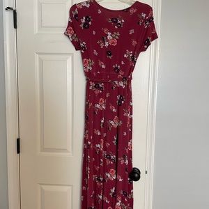 Floral print mock wrap dress